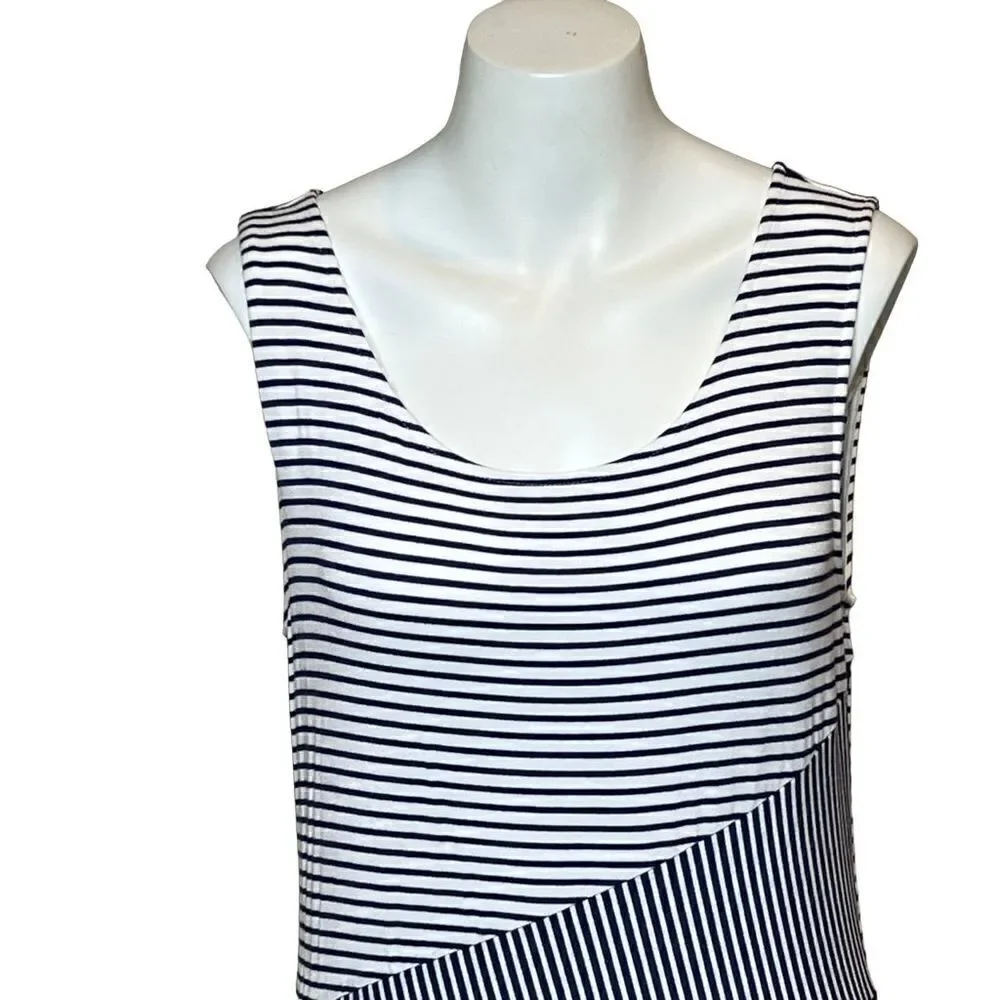 Coldwater Creek NWT blue and white striped sleeveless maxi dress size M